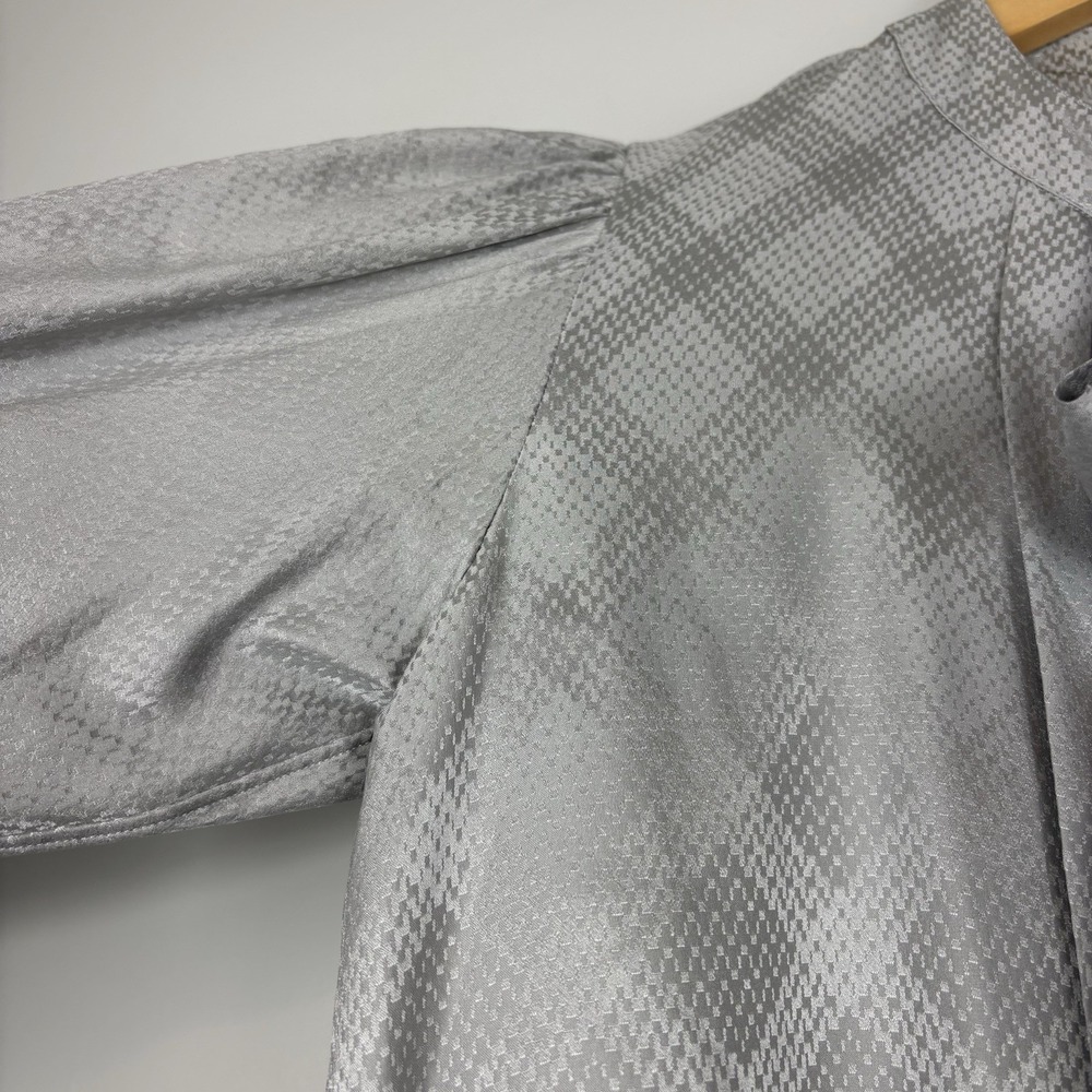 Vtg 1980s Yves Saint Laurent Rive Gauche Silk Jacquard Tie-Neck Blouse YSL - Picture 5 of 10